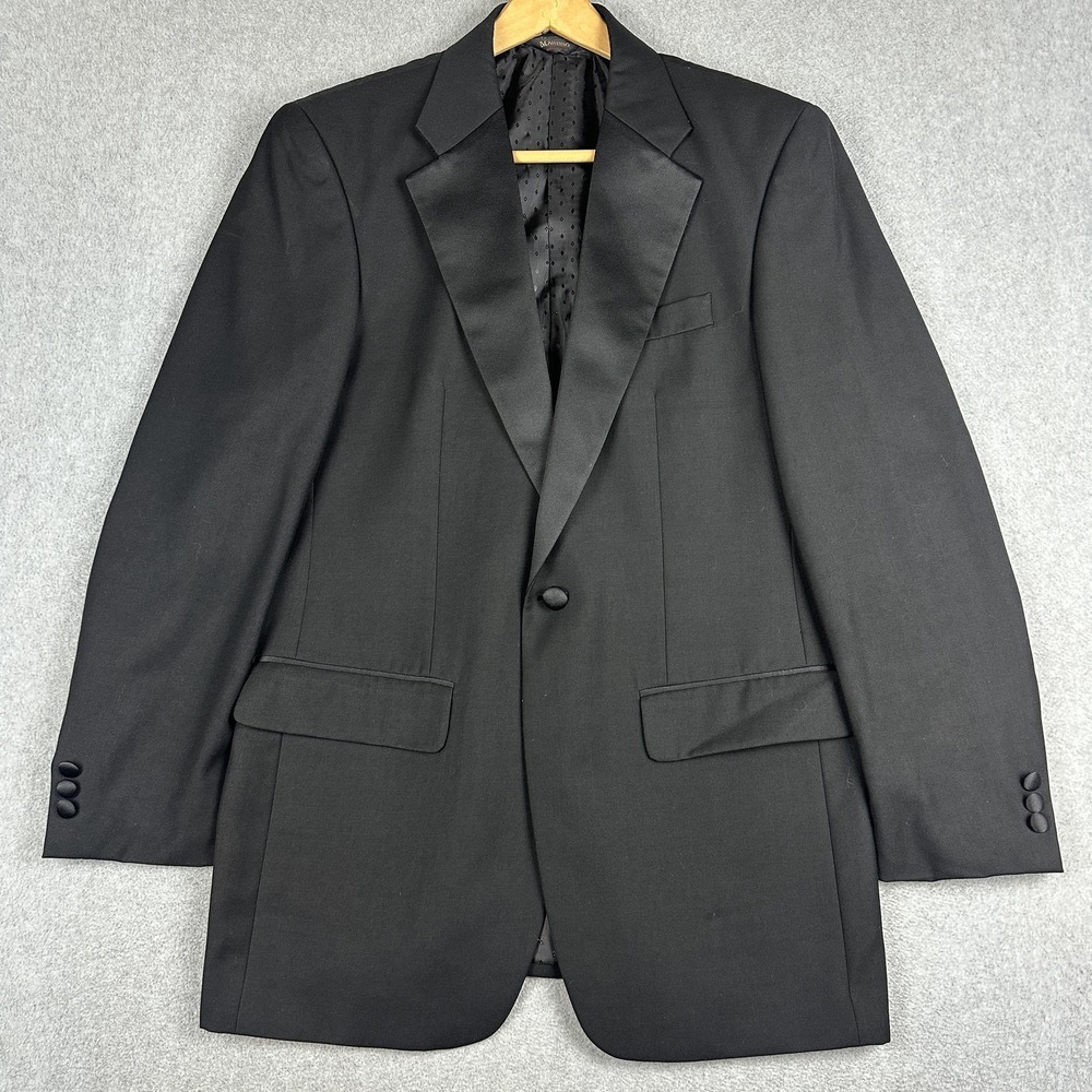 Martino Tuxedo Suit Jacket Mens 38R Black Polyester One Button Notch Lapel Tux